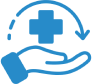 Health assistance symbol in hand